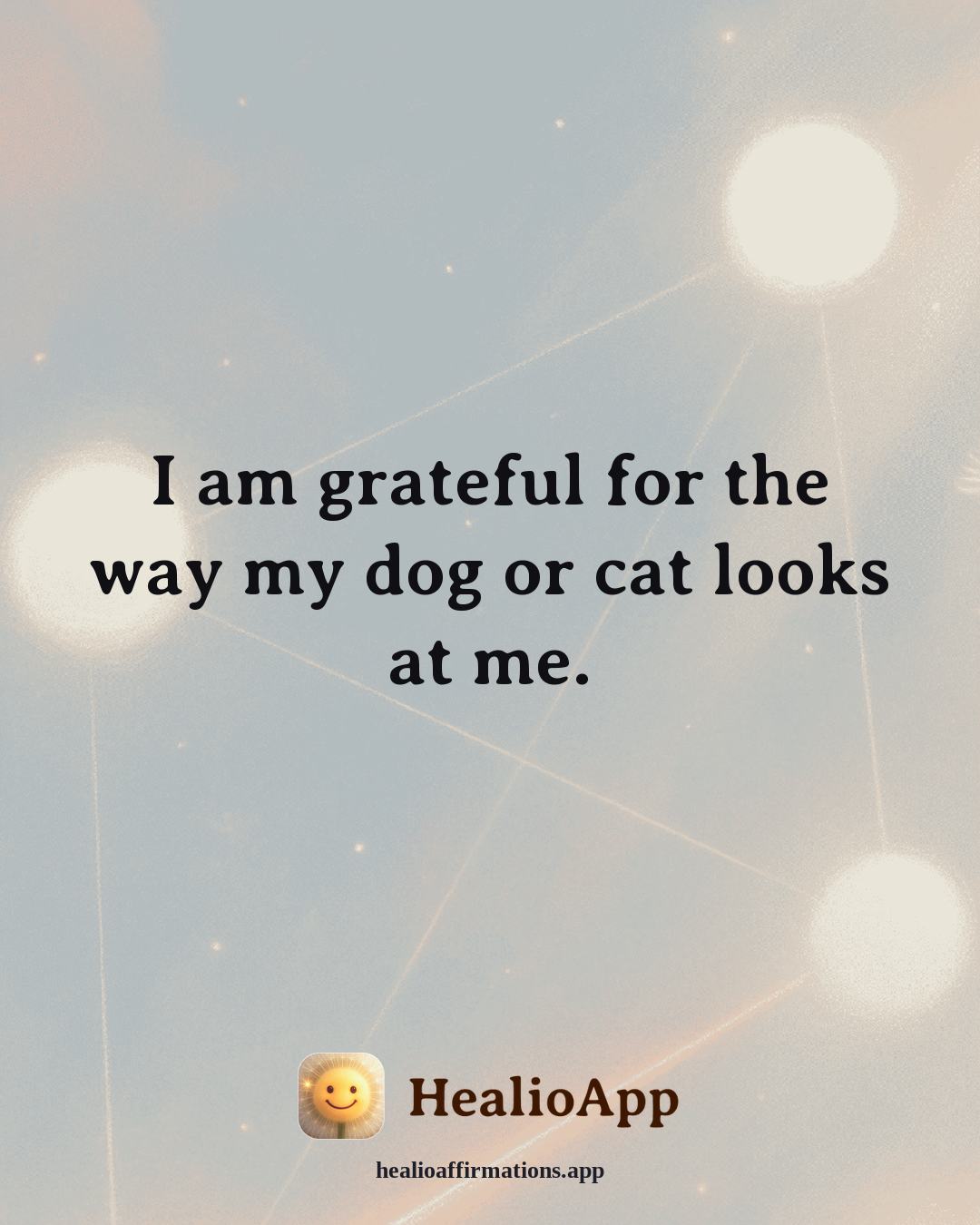 Gratitude affirmation: I am grateful for the way my dog or cat looks at me. — Healio