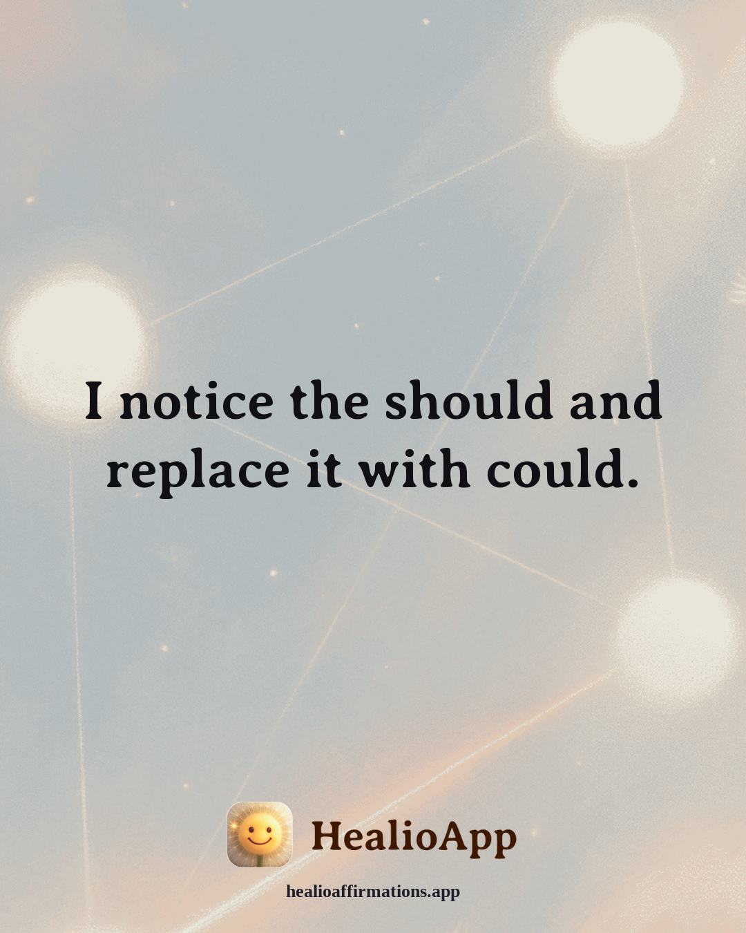 Reframing Negative Thoughts affirmation: I notice the should and replace it with could. — Healio